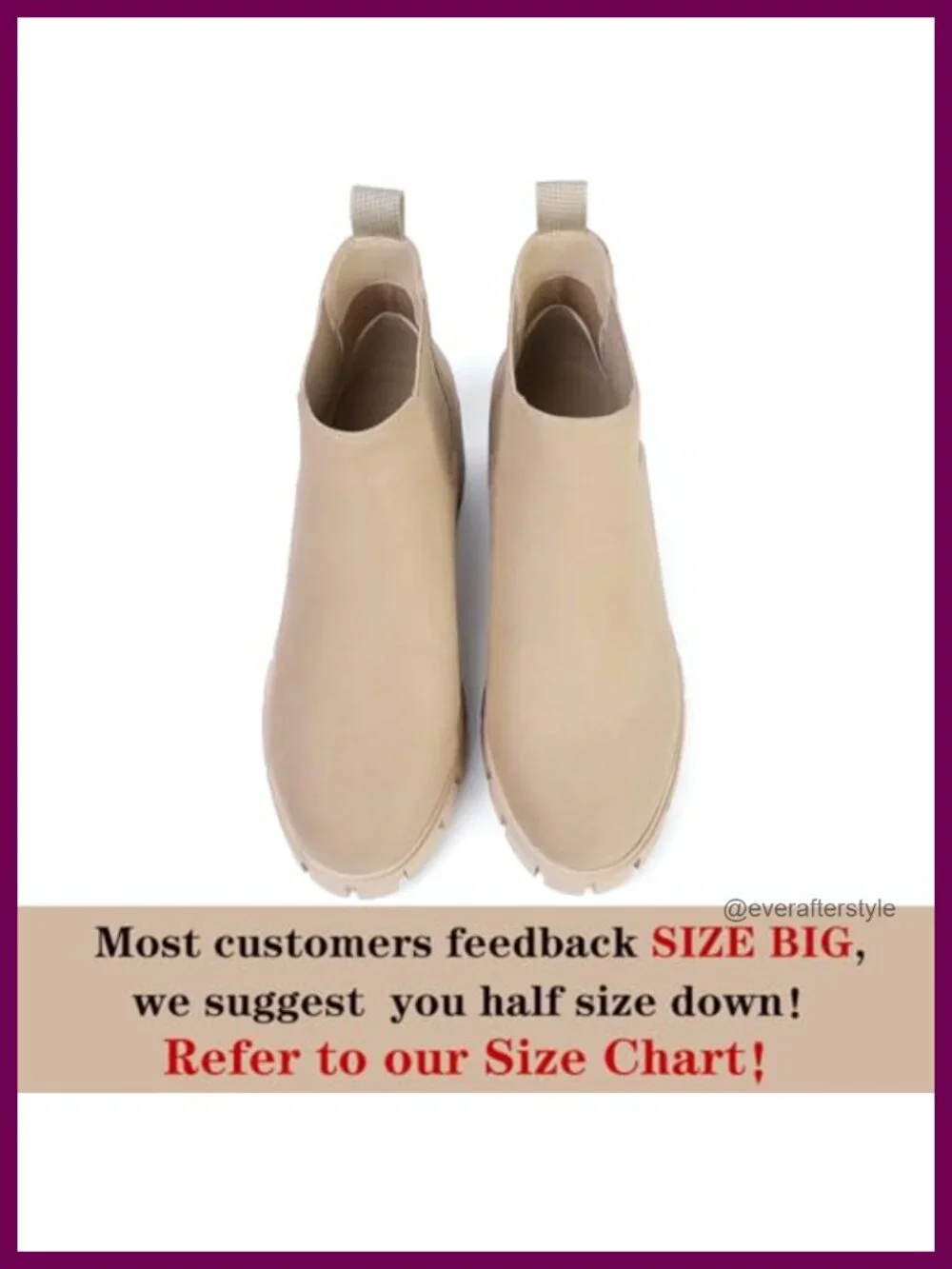 Chunky Lug Sole Chelsea Booties Slip On Ankle Boots